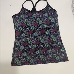 Lululemon Athletica Purple and Green Floral Tank Top